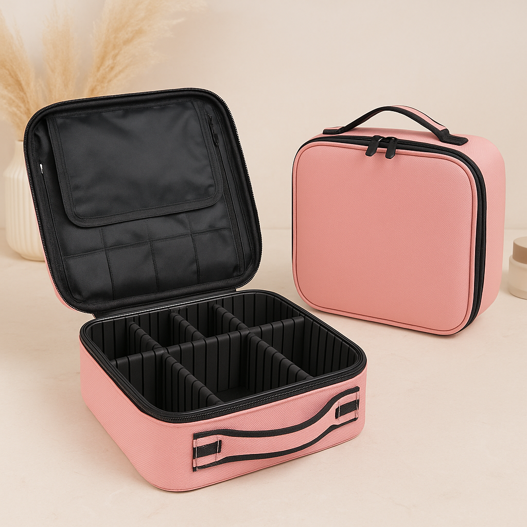 Trousse de maquillage portable à compartiments