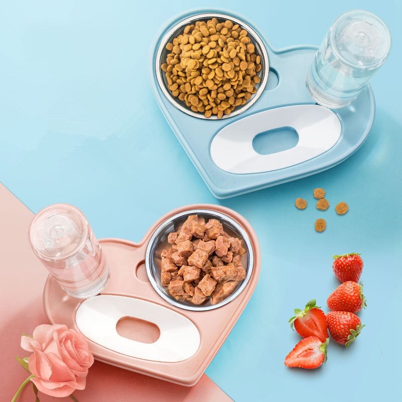 Station d'alimentation 2 en 1 pour chiens et chats 