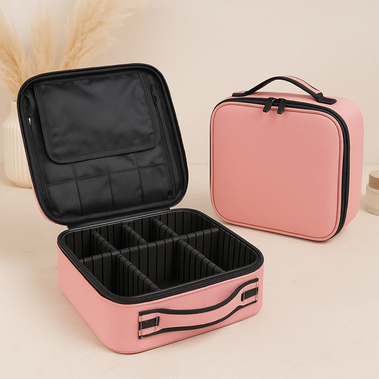 Trousse de maquillage portable à compartiments